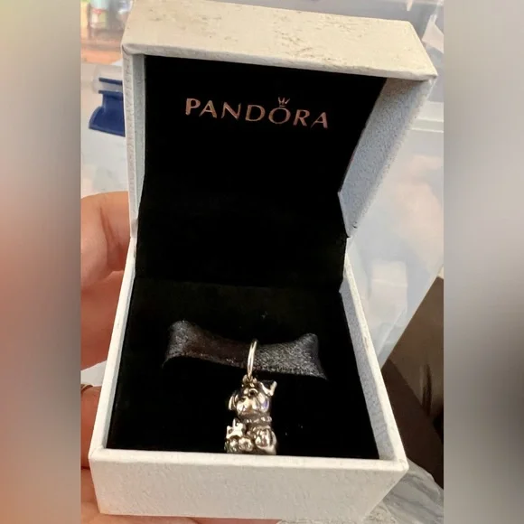Authentic Pandora Silver Dog Pendant Charm with wagging tail NWT - Picture 2 of 4